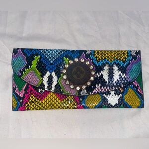 New Keep it Gypsy Multi-Color Snakeskin LV Wallet Clutch
